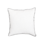 Fronce de coussin en lin | Bord brodé | Blanc 45x45cm