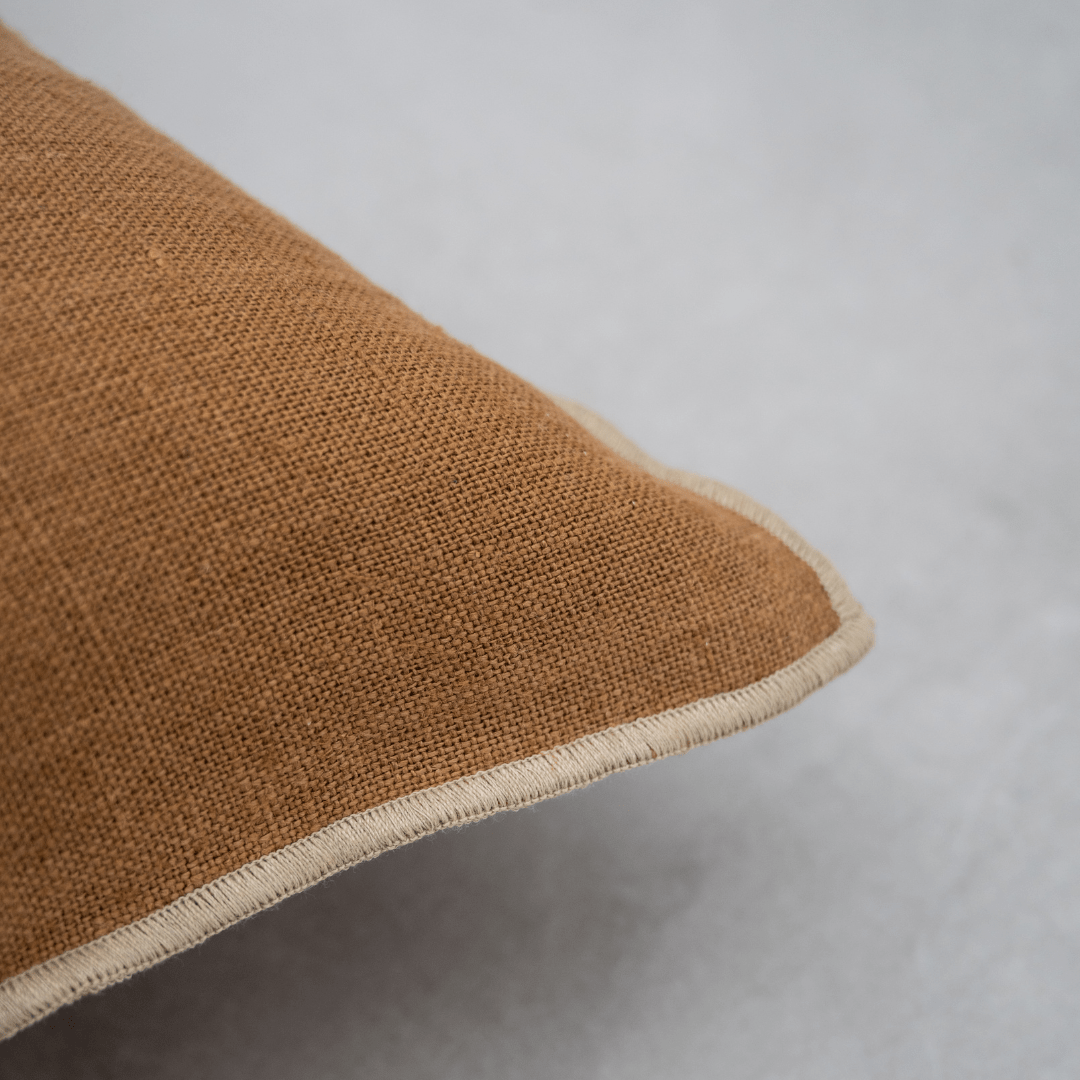 Fronce de lin pour coussin Nai Edge | Tabac 40x60cm