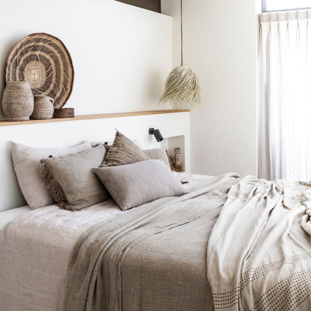 Fronce de coussin en lin | Lavé à la pierre, naturel | 40x60cm