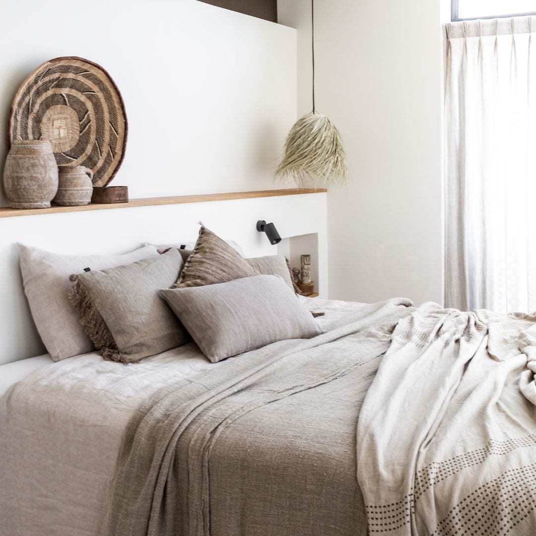 Fronce de coussin en lin | Lavé à la pierre, naturel | 40x60cm