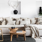 Fronce de coussin en lin | Lavé à la pierre, naturel/noir NB 40x60cm