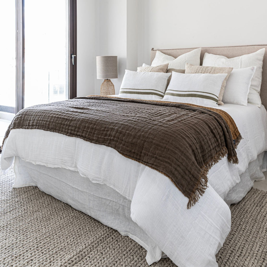 Fronce de coussin en lin | Blanc lavé | 80x80cm