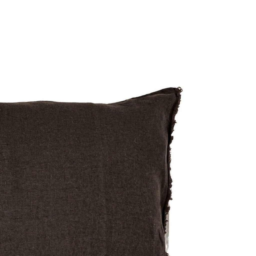 Fronce de coussin en lin | Noir 40x60cm