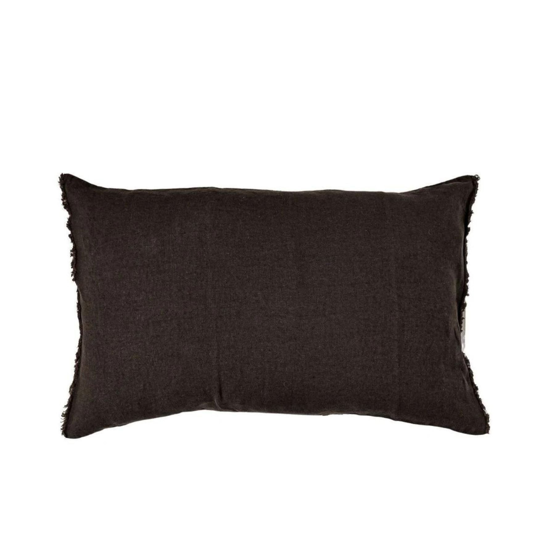 Fronce de coussin en lin | Noir 40x60cm