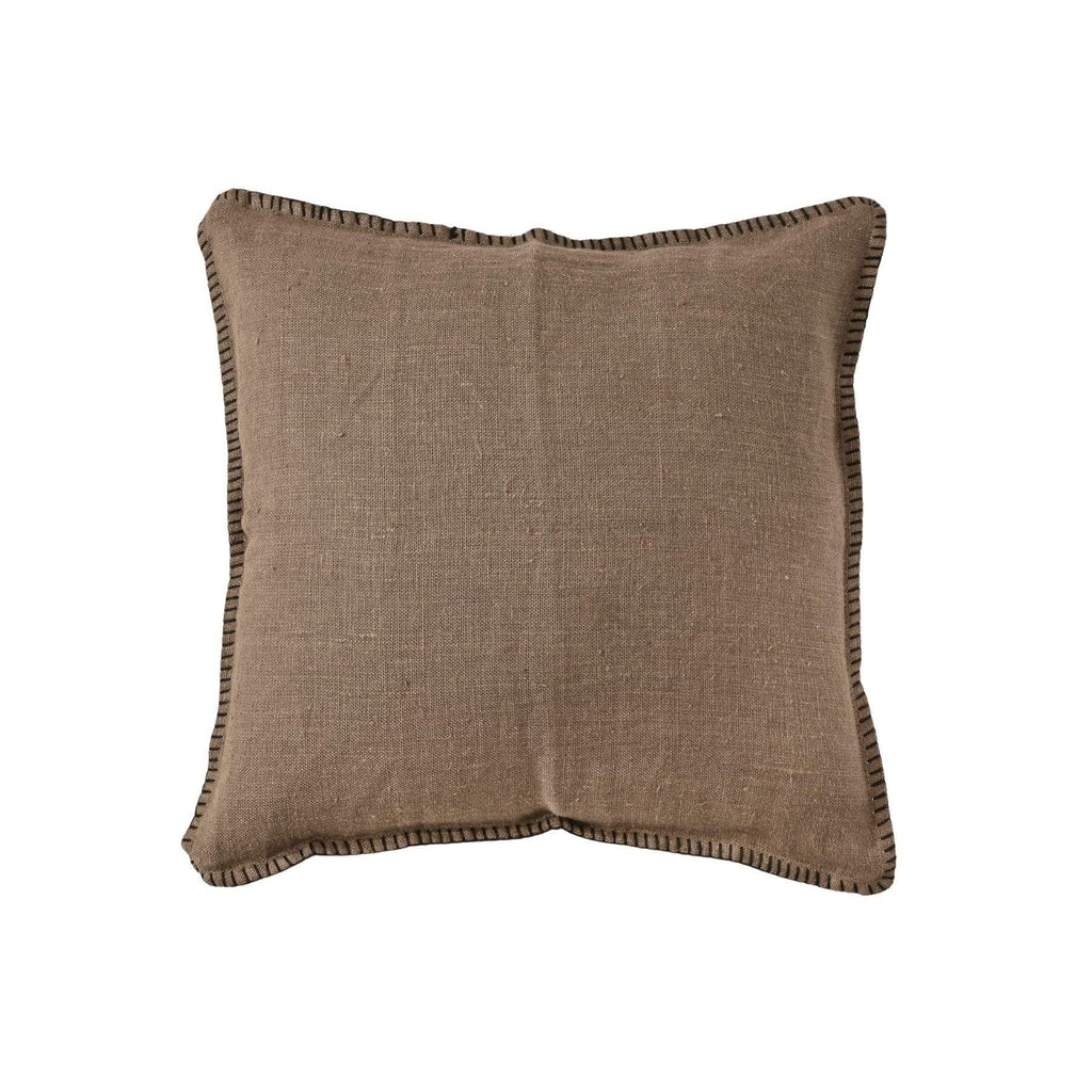 Fronce de lin pour coussin | Bord brodé Brownie | 45x45cm