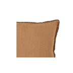 Fronce de coussin en lin | Bord brodé tabac | 45x45cm