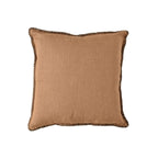 Fronce de coussin en lin | Bord brodé tabac | 45x45cm