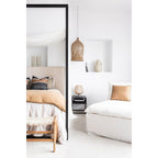 Fronce de coussin en lin | Bord brodé tabac | 45x45cm