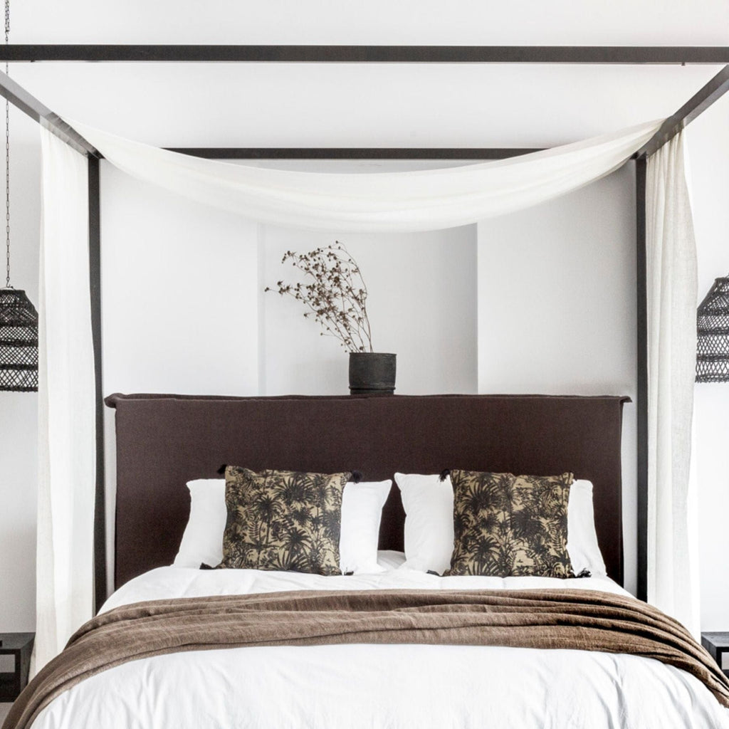 Fronce de coussin en lin | Mahe Palm | Kaki 45x45cm