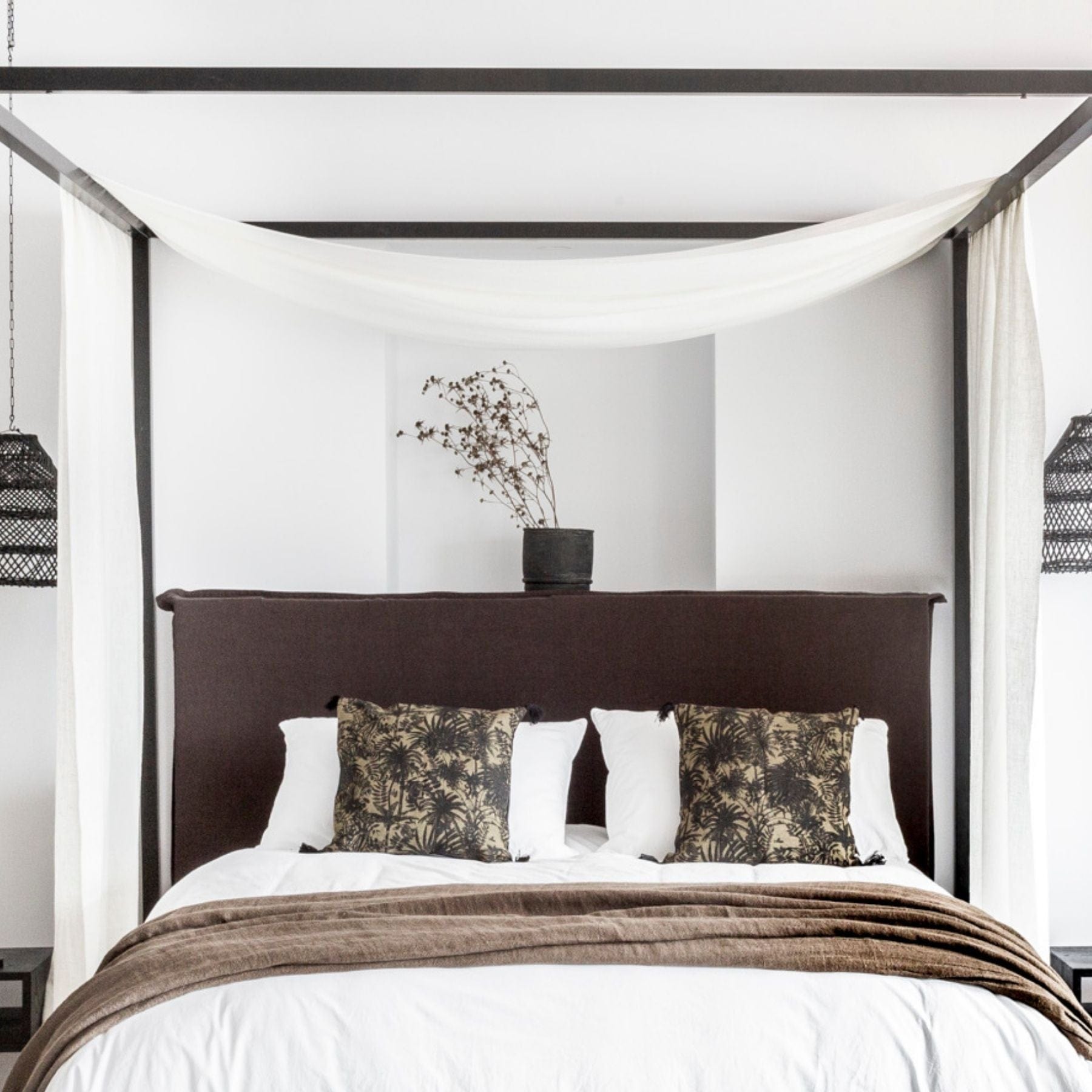 Fronce de coussin en lin | Mahe Palm | Kaki 45x45cm