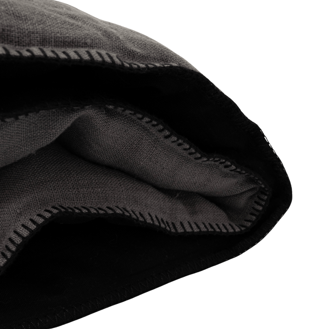 Couette en lin | Bord brodé | Granit 200x85cm