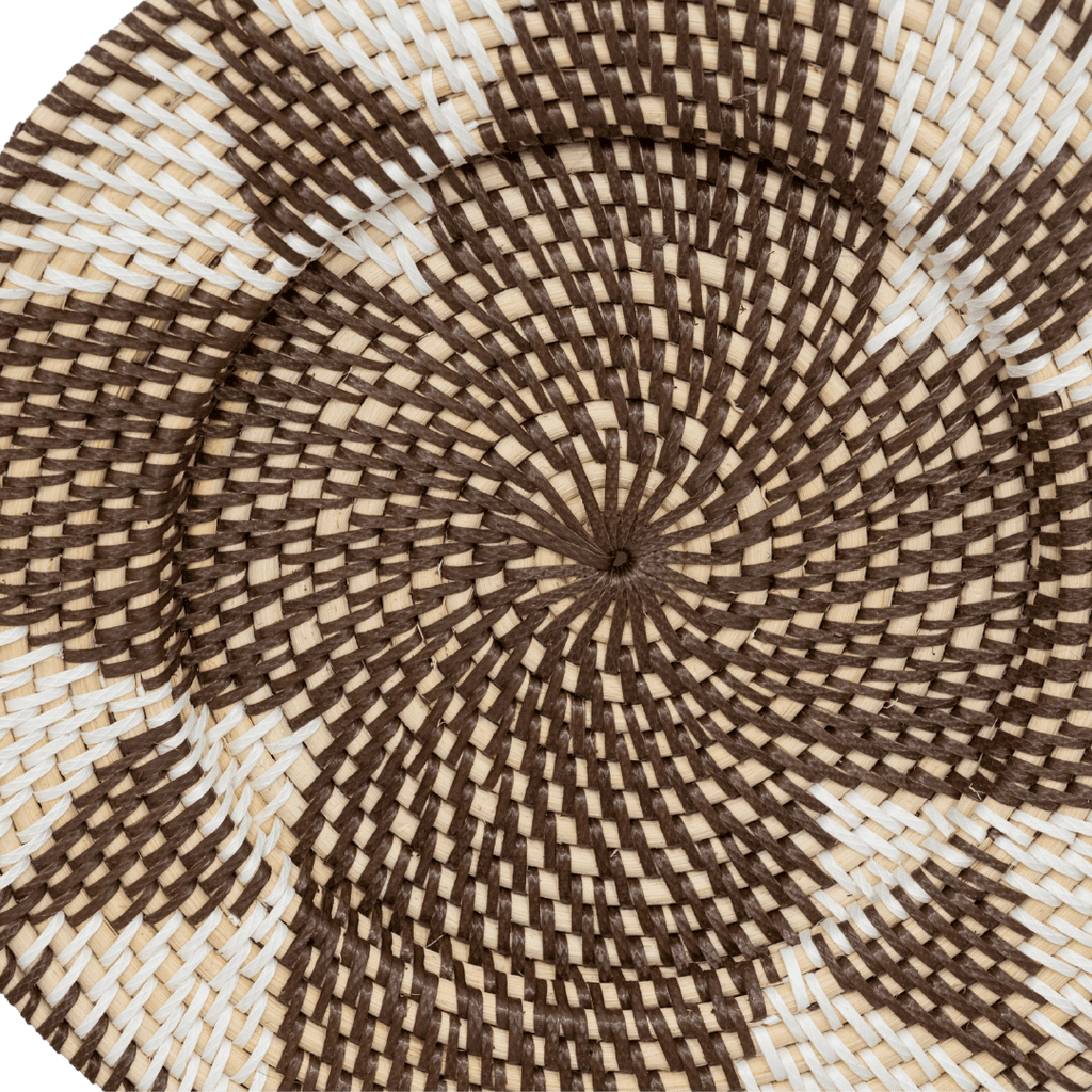 Panier décoratif Lontar | Motif losange | Marron/Blanc 30cm