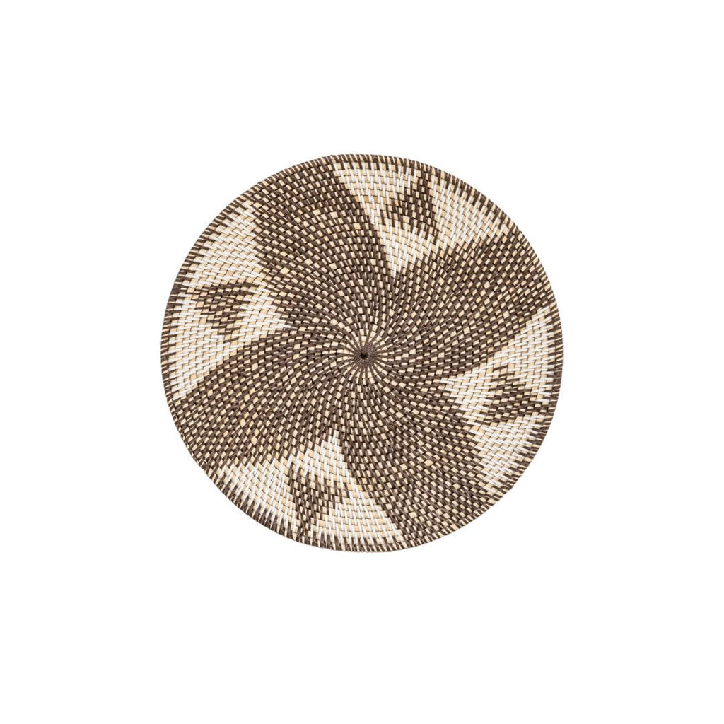 Panier décoratif Lontar | Motif losange | Marron/Blanc 30cm