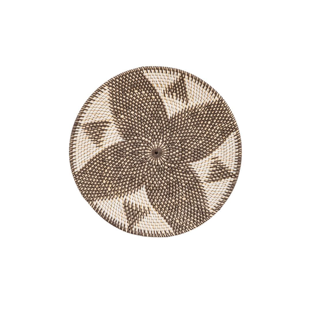 Panier décoratif Lontar | Motif losange | Marron/Blanc 30cm