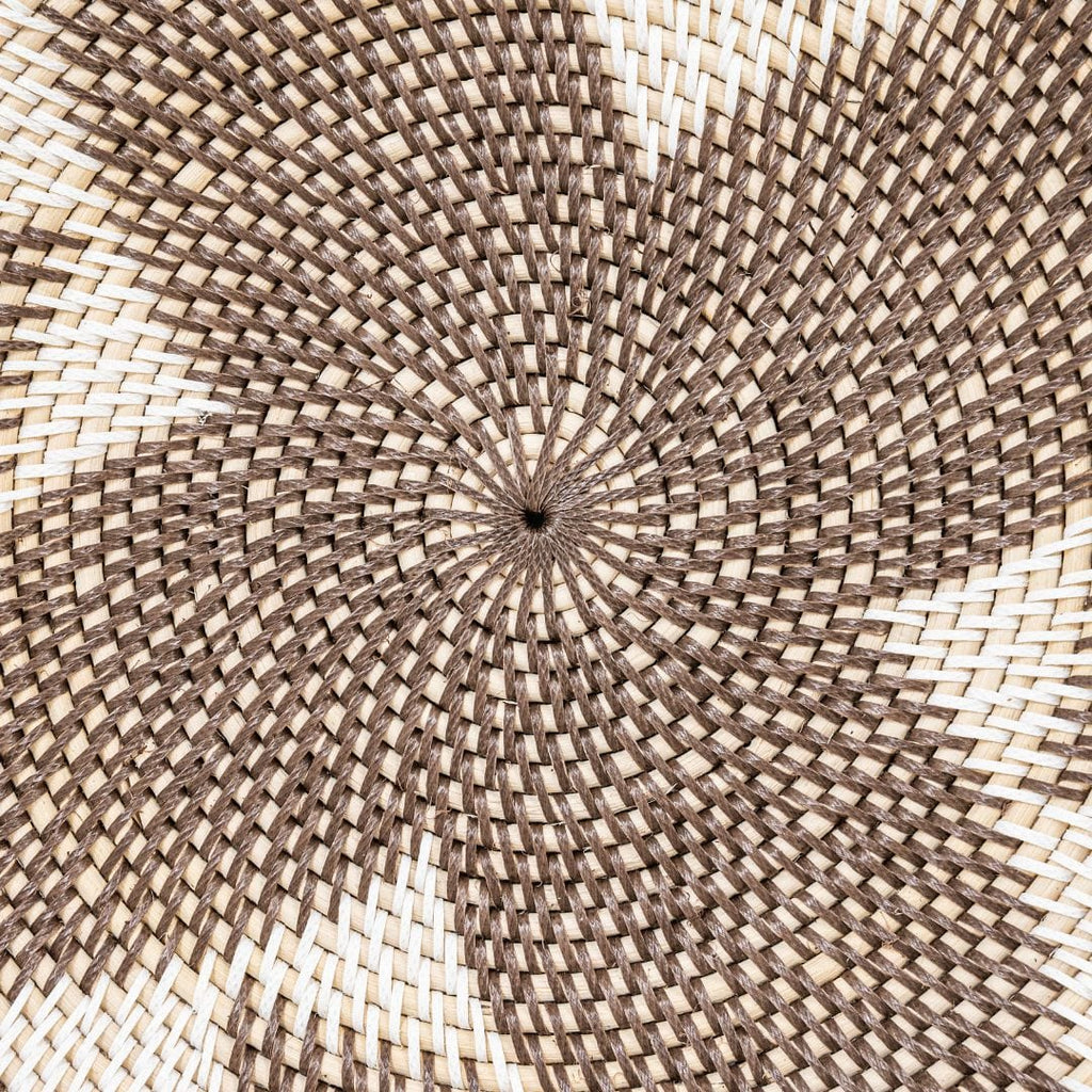Panier décoratif Lontar | Motif losange | Marron/Blanc 40cm