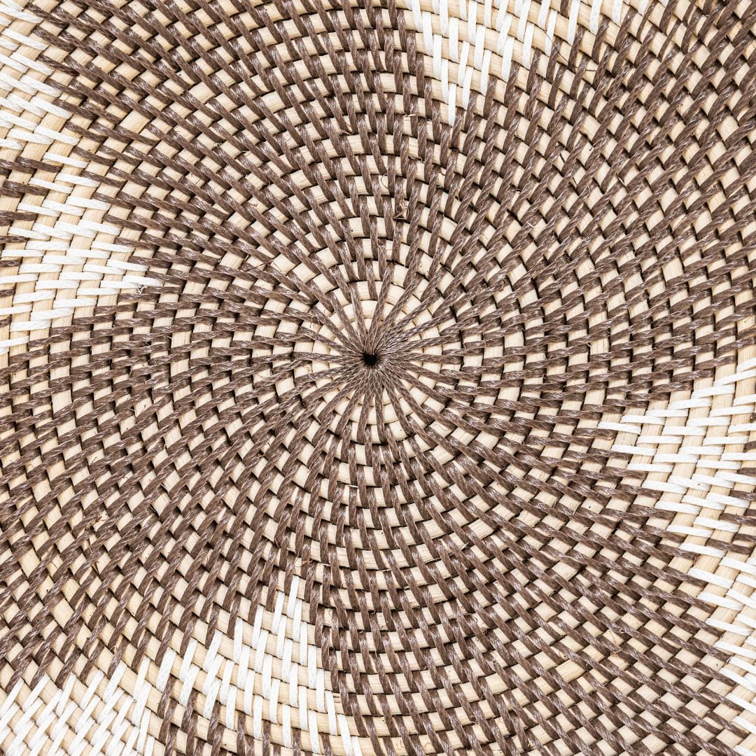 Panier décoratif Lontar | Motif losange | Marron/Blanc 40cm