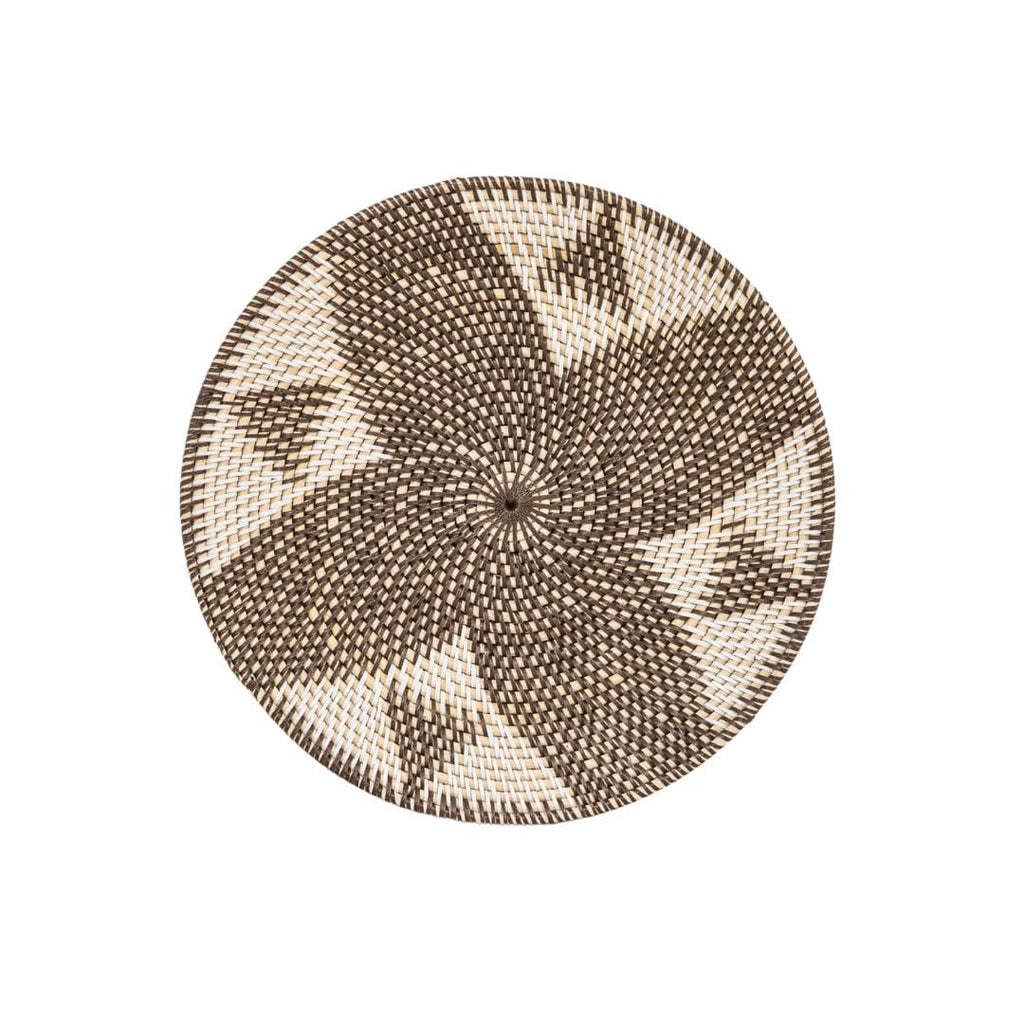 Panier décoratif Lontar | Motif losange | Marron/Blanc 40cm
