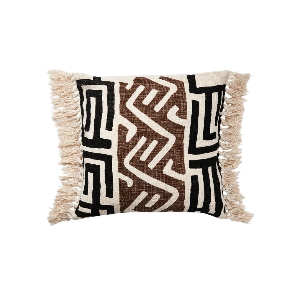 Fronçon Malien pour housse de coussin | Noir/Brun 50x50cm