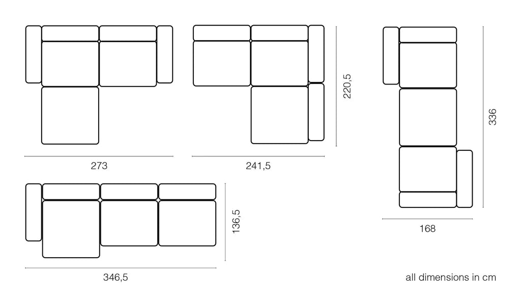 Canapé d'angle d'extérieur Vetsak L | 273x115/220.5x60cm