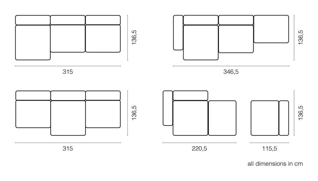 Canapé d'extérieur Vetsak trois places L | 315x136.5/115x60cm