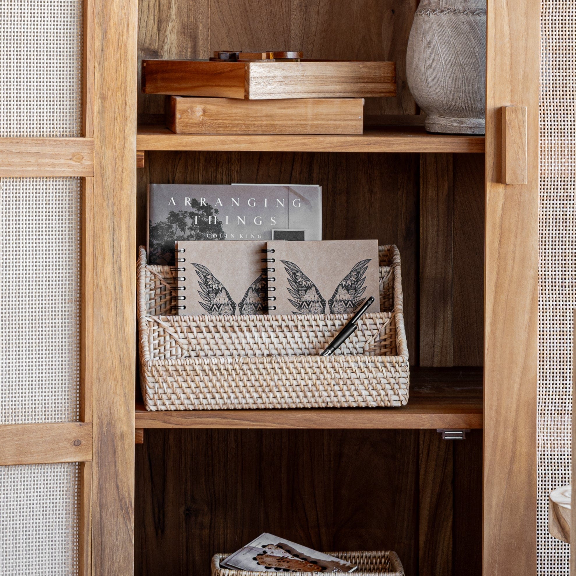 Organisateur de bureau en rotin naturel | 35x20cm