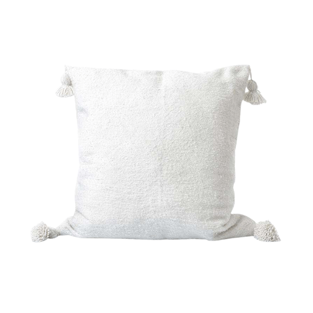 Fronce de coussin PomPom | Blanc 50x50cm