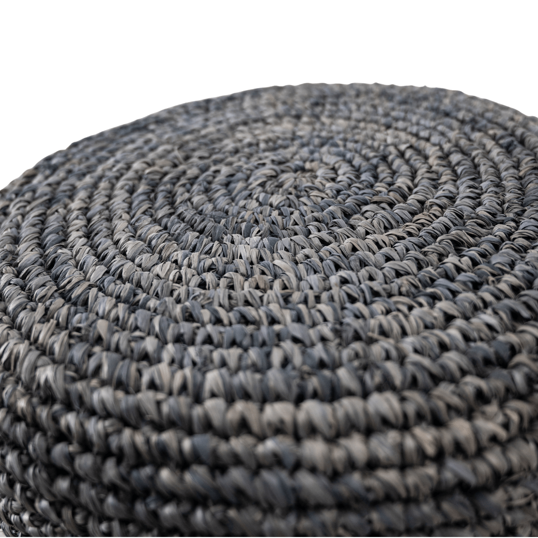 Tabouret de bar en raffia | Noir