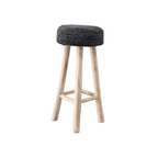 Tabouret de bar en raffia | Noir