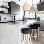 Tabouret de bar en raffia | Noir