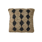 Fronce de coussin en raffia | Motif noir | 50x50cm