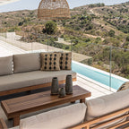 Fronce de coussin en raffia | Motif noir | 50x50cm