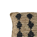 Fronce de coussin en raffia | Motif noir | 50x50cm