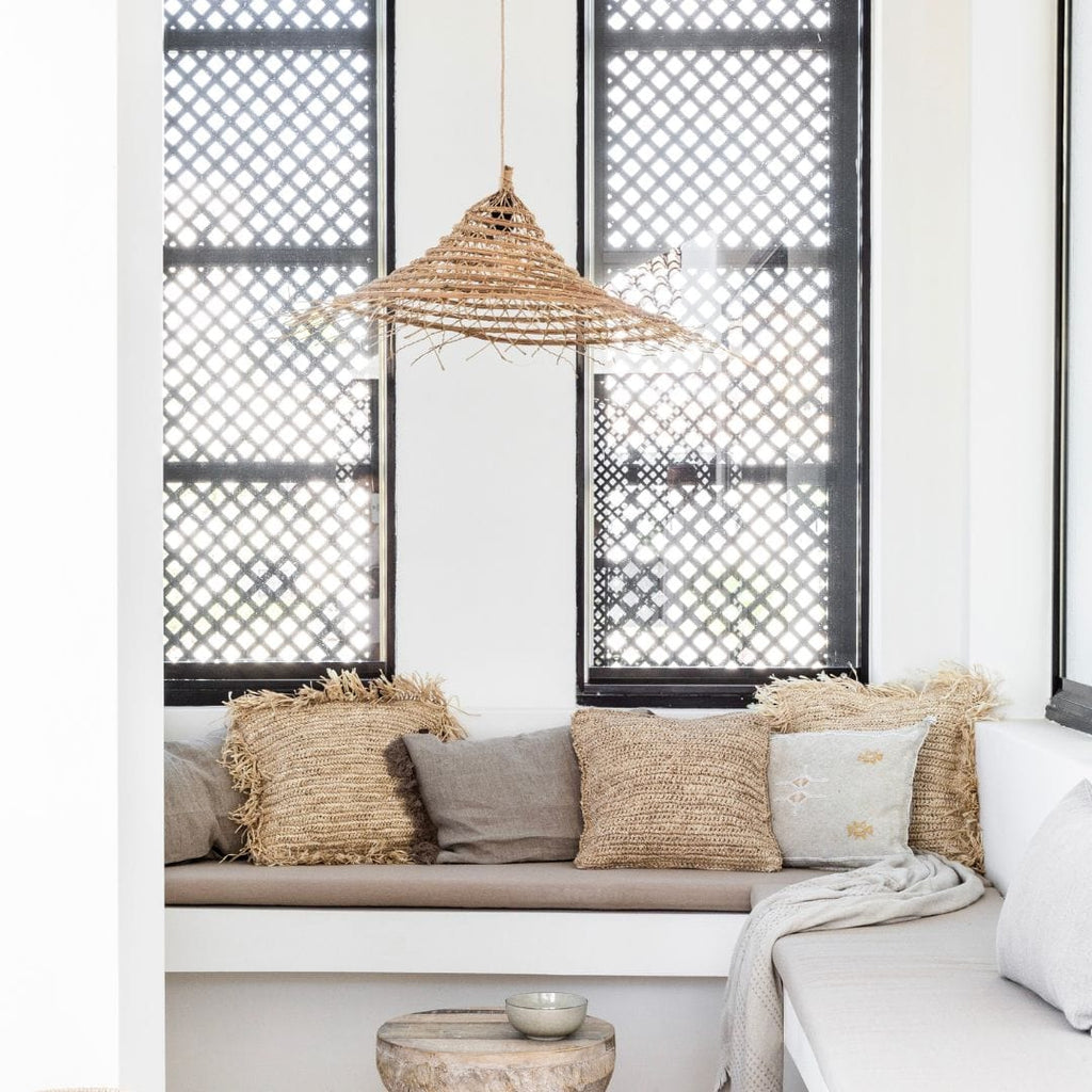 Fronçon de housse de coussin en raffia | 60x60cm