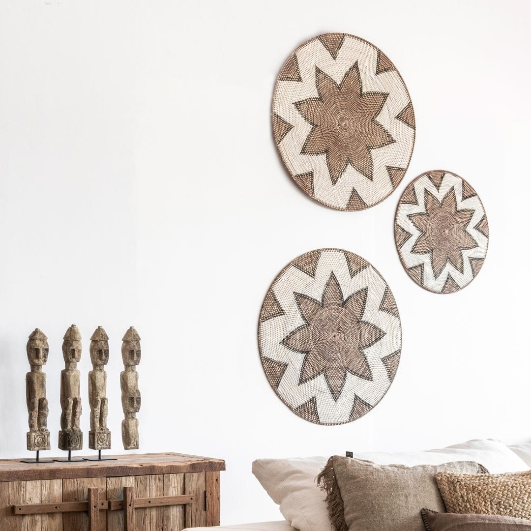 Panier décoratif en rotin | Motif octagramme | 80cm