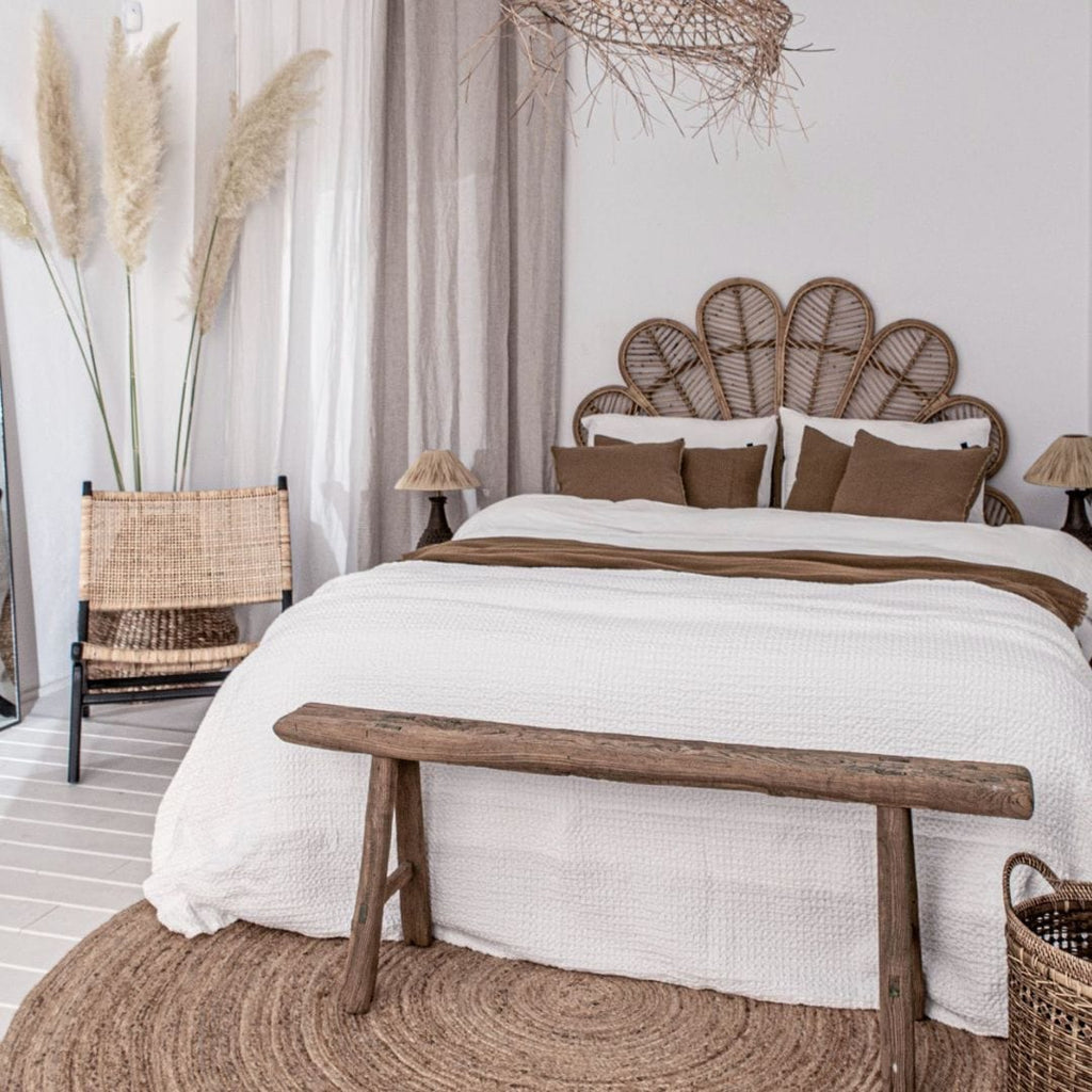 Tête de lit en rotin en forme de fleur | 162x145cm