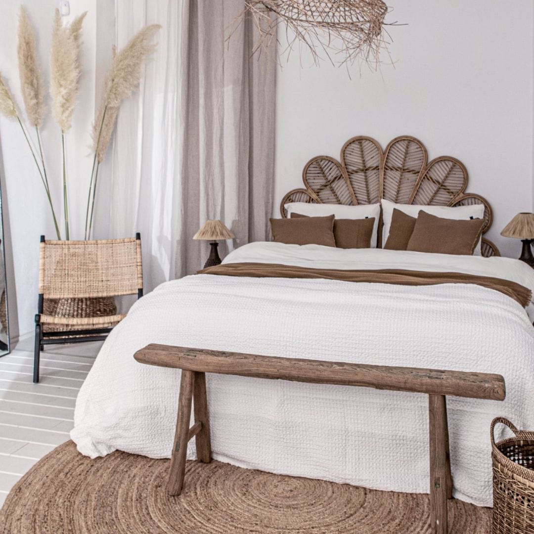 Tête de lit en rotin en forme de fleur | 162x145cm