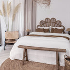 Tête de lit en rotin en forme de fleur | 185x145cm