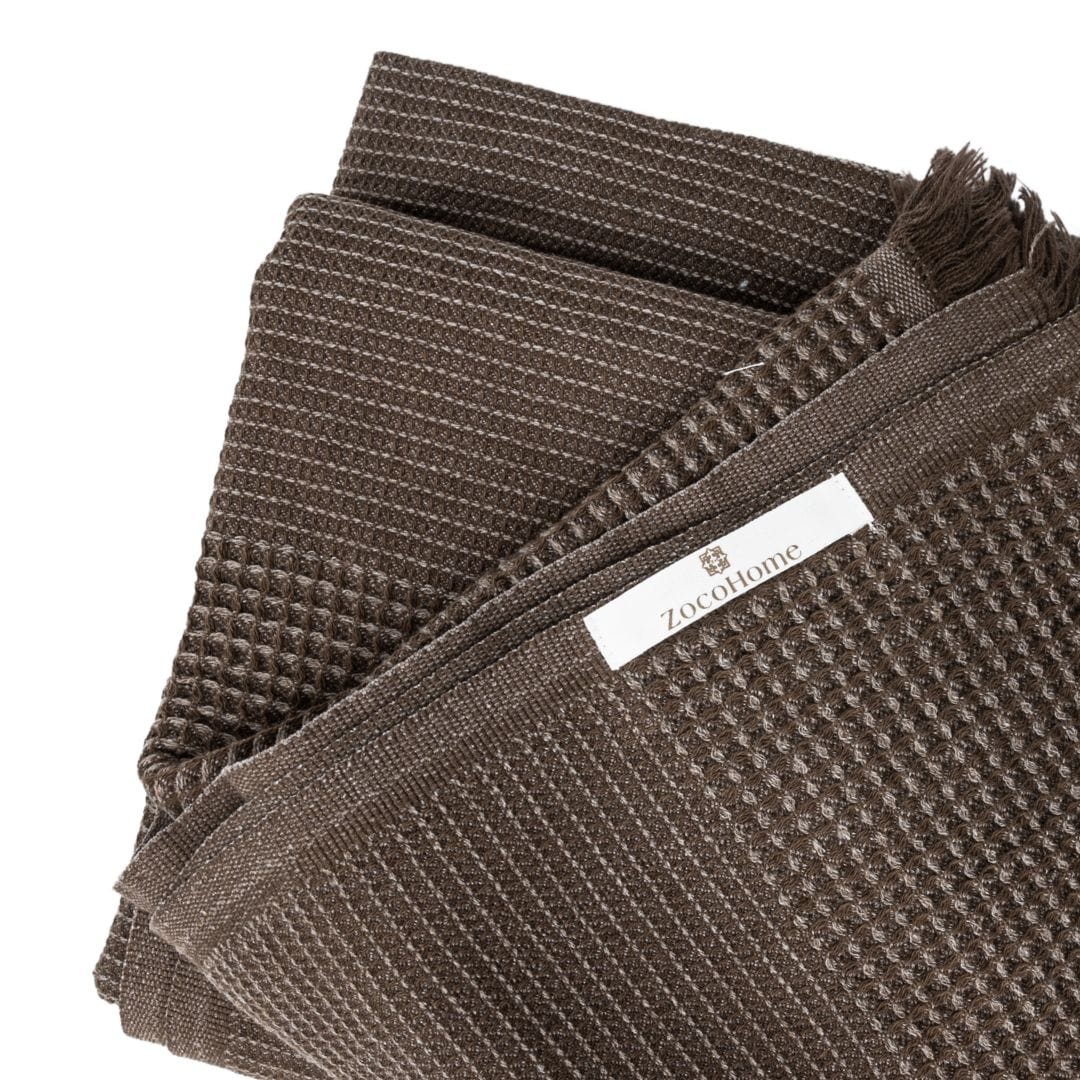 Serviette en coton recyclé | Marron | 80x180cm