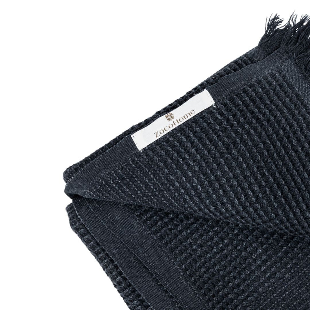 Serviette en coton recyclé | Noir lavé à la pierre | 80x180 cm