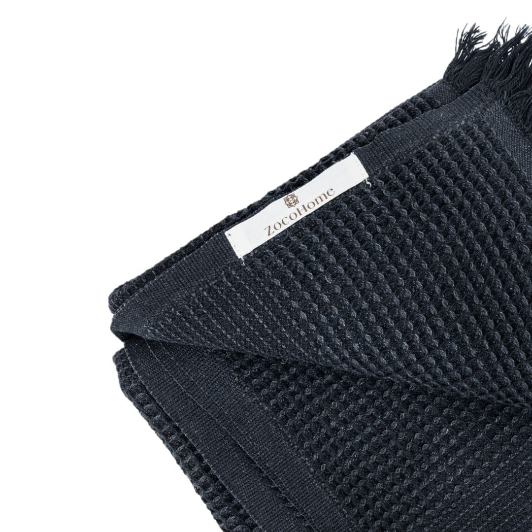 Serviette en coton recyclé | Noir lavé à la pierre | 80x180 cm