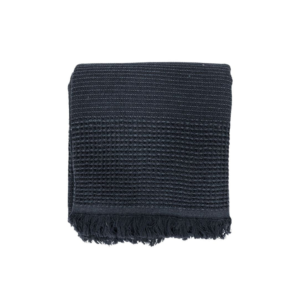 Serviette en coton recyclé | Noir lavé à la pierre | 80x180 cm