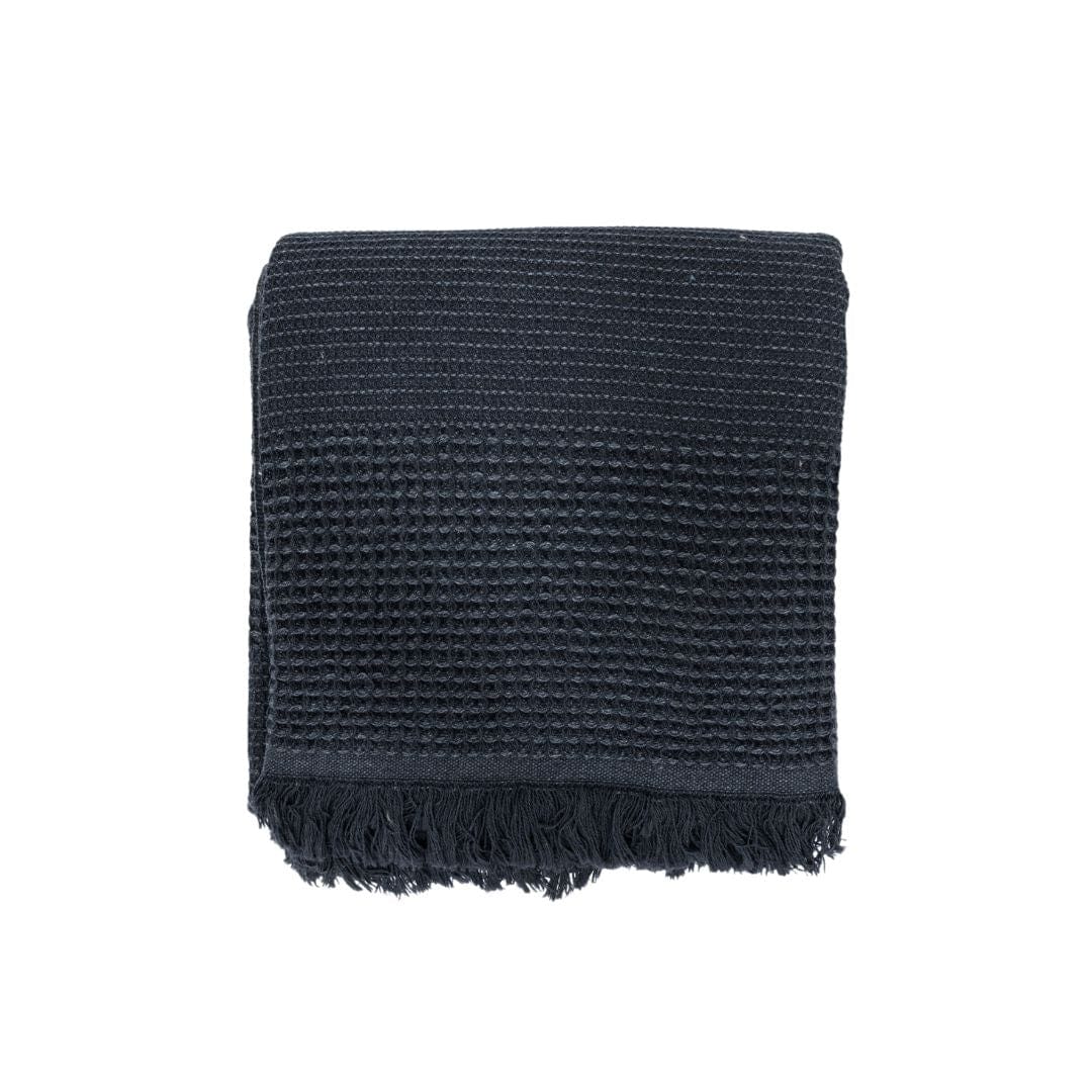 Serviette en coton recyclé | Noir lavé à la pierre | 80x180 cm