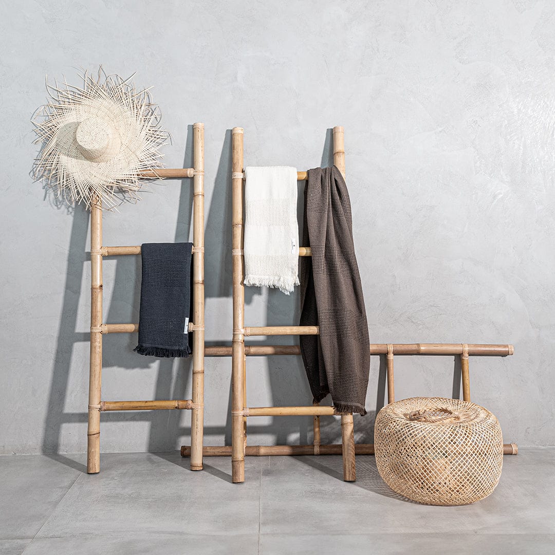 Serviette en coton recyclé | Noir lavé à la pierre | 80x180 cm