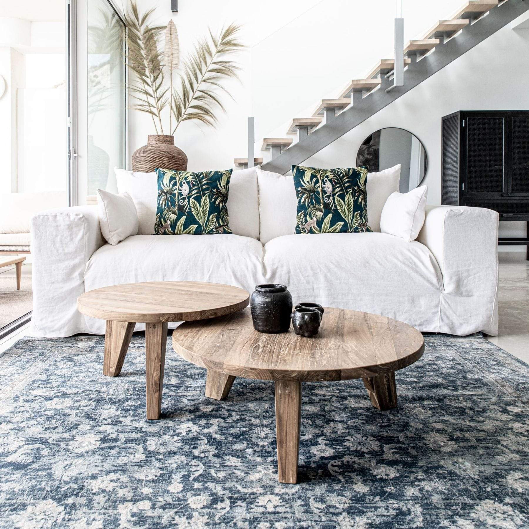 Table basse en teck recyclé | 65x38cm