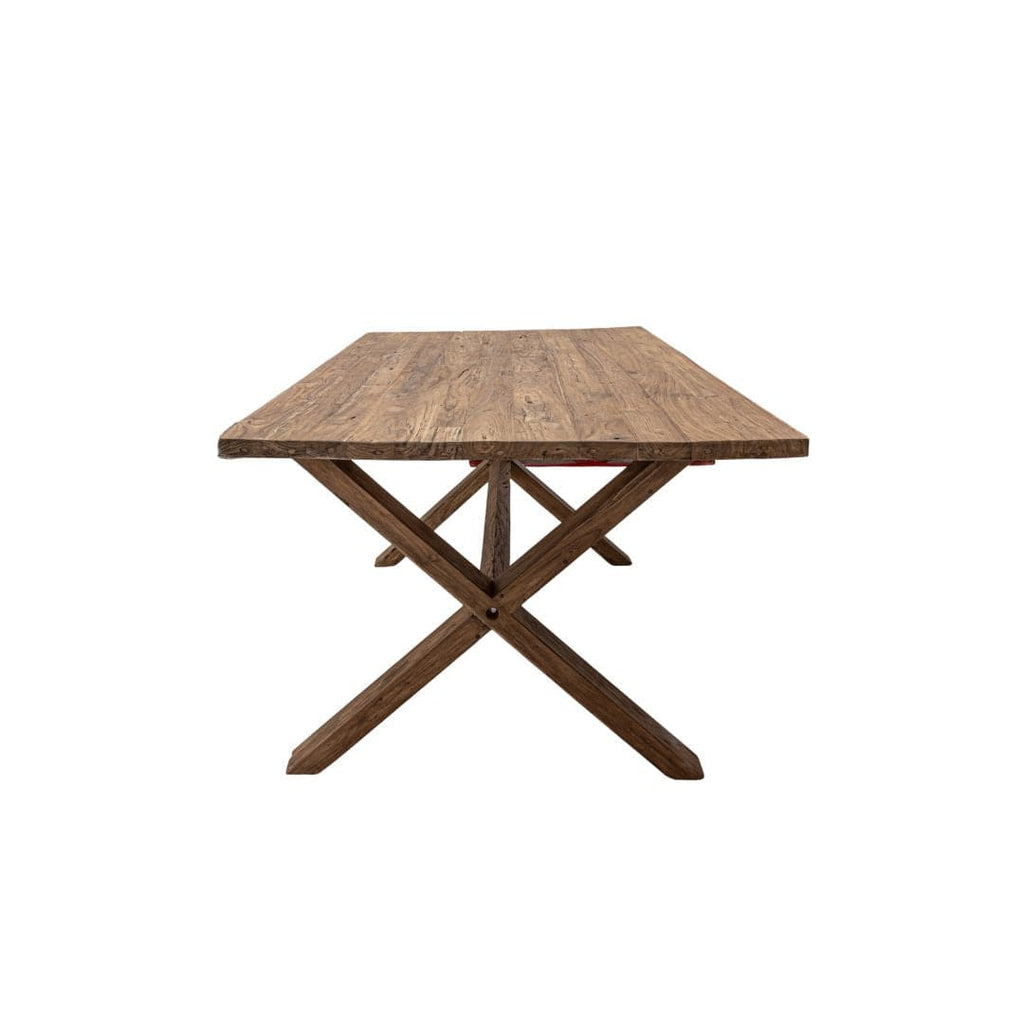 Table à manger en teck recyclé | Pieds en X | 200x100x75cm