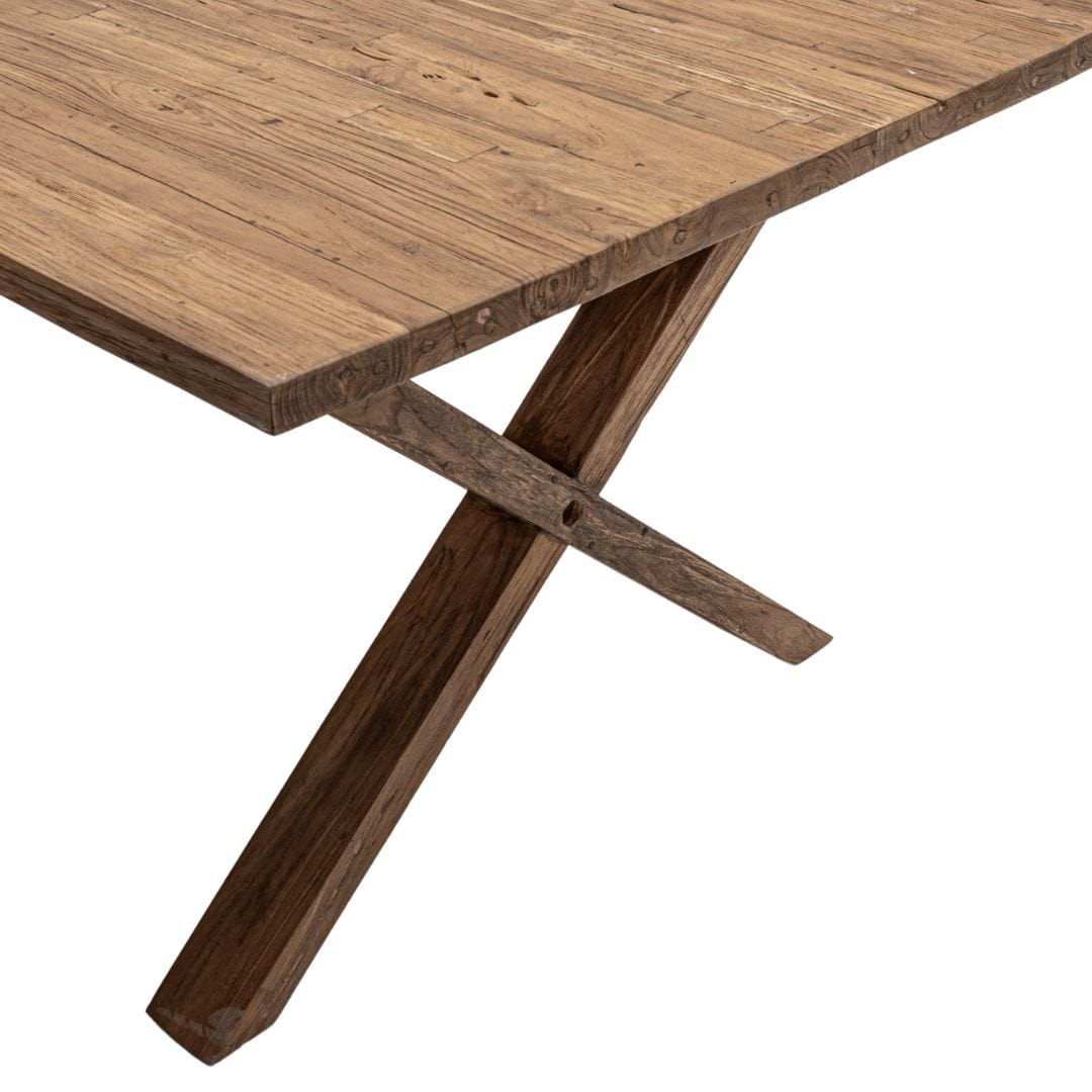 Table à manger en teck recyclé | Pieds en X | 200x100x75cm