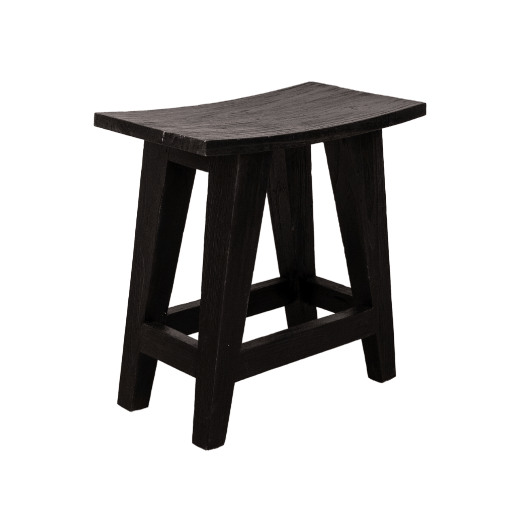 Tabouret en Teck Recyclé | Noir 48x28x50cm