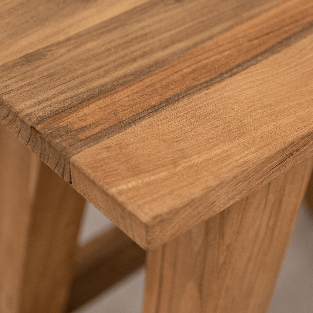 Tabouret en teck recyclé | Naturel 48x28x50cm