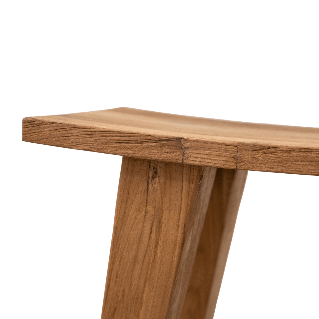 Tabouret en teck recyclé | Naturel 48x28x50cm