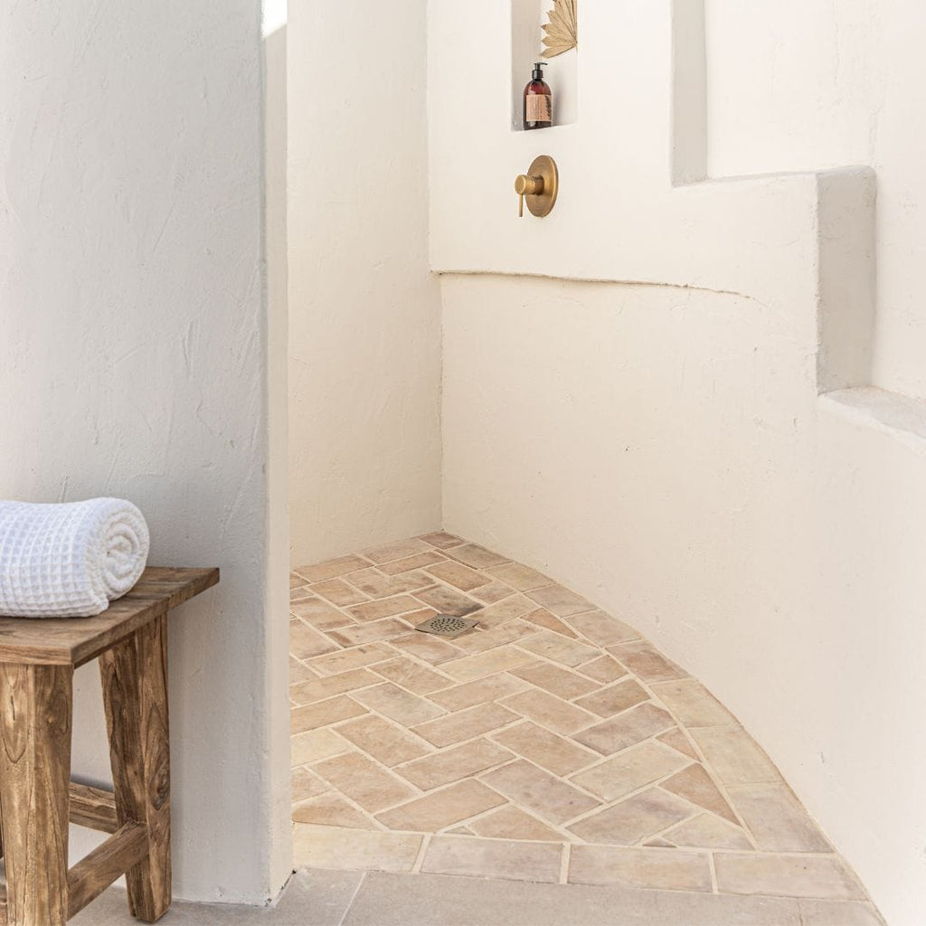 Tabouret en teck recyclé | Naturel 48x28x50cm